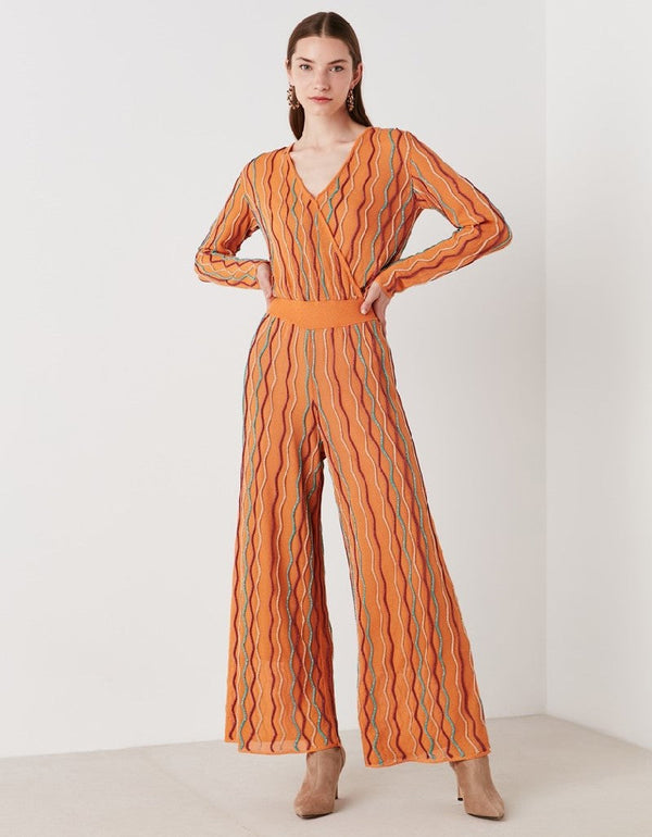 Ipekyol Asymmetrical Front Lurex Jumpsuit Orange