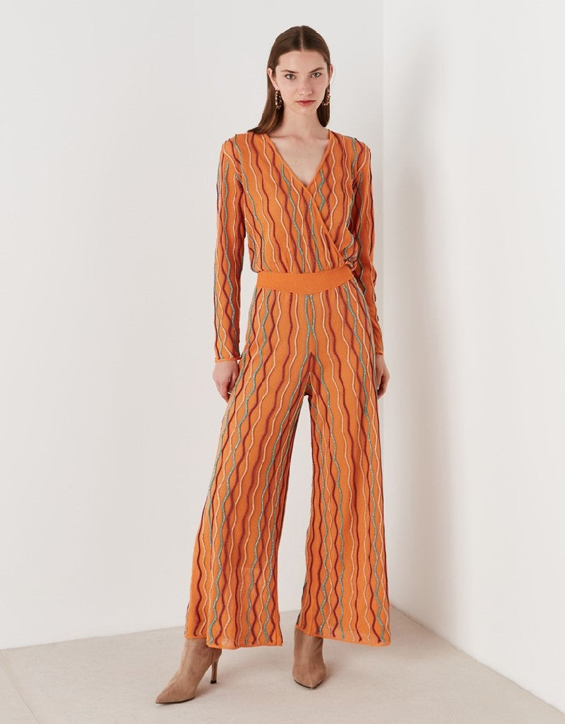 Ipekyol Asymmetrical Front Lurex Jumpsuit Orange