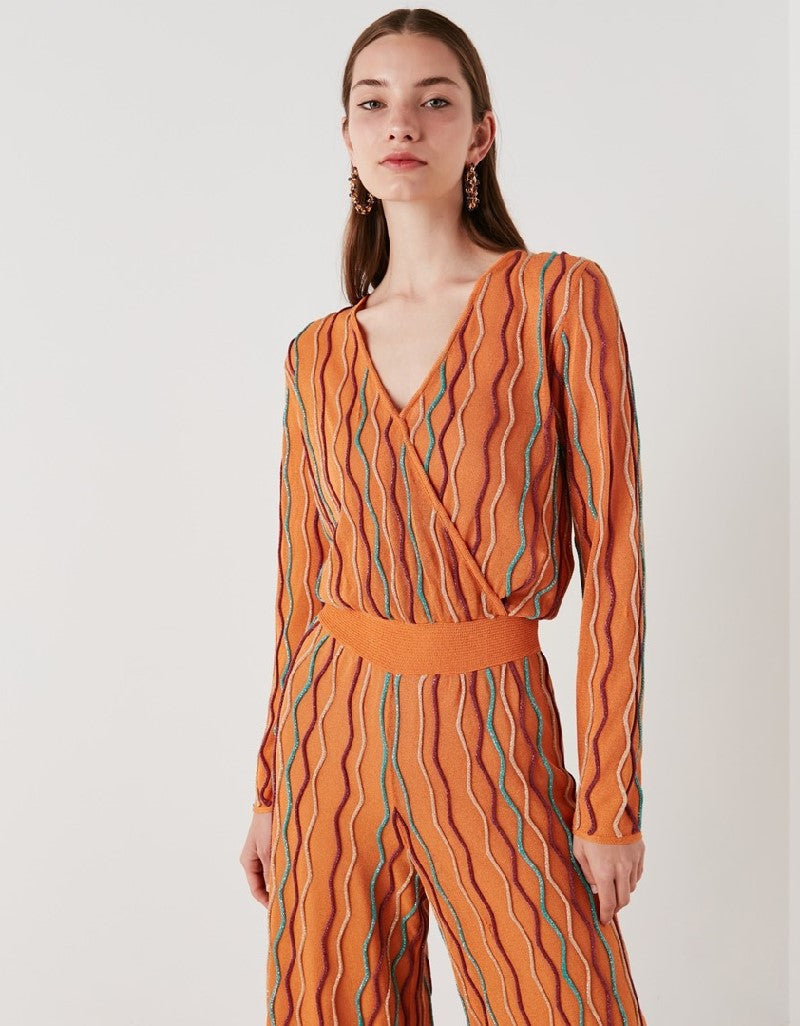 Ipekyol Asymmetrical Front Lurex Jumpsuit Orange