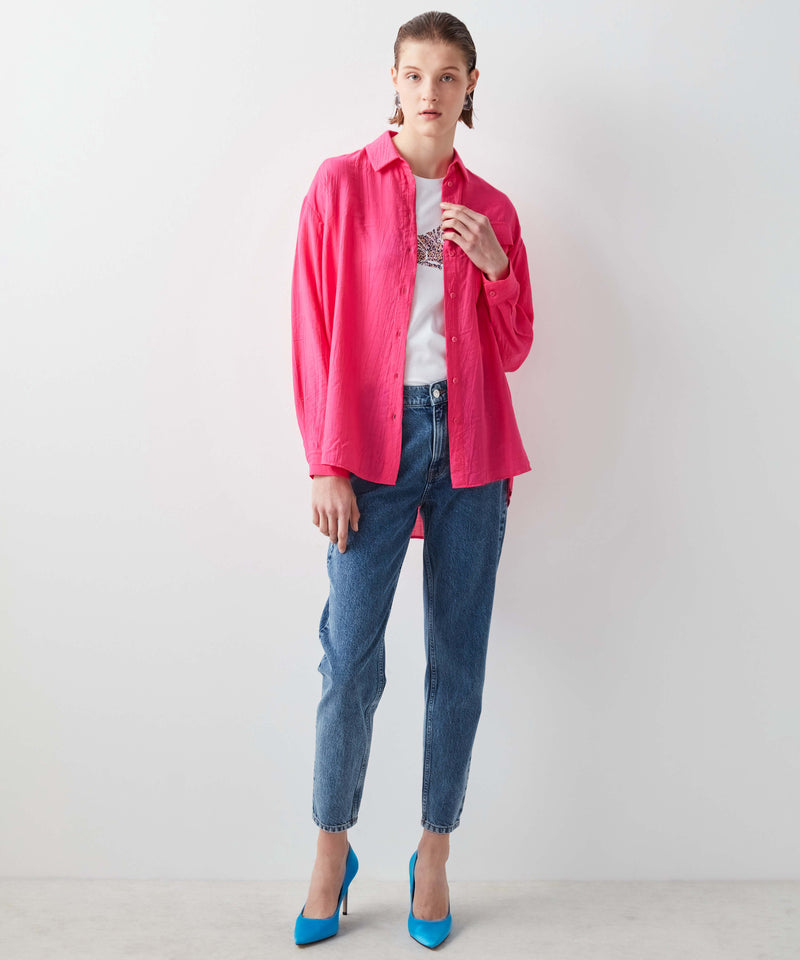 Ipekyol Oversize Textured Shirt Fuschia