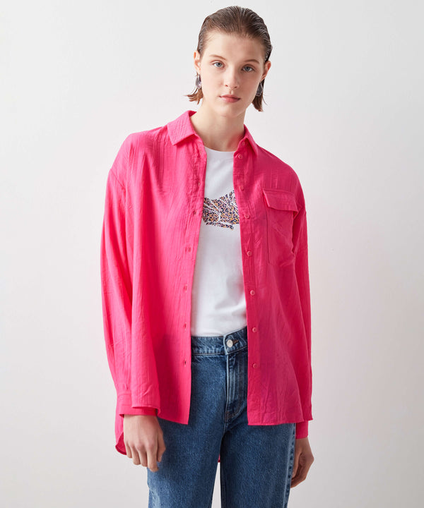 Ipekyol Oversize Textured Shirt Fuschia