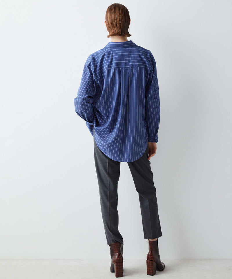 Ipekyol Classic Rounded Hem Striped Shirt Light Blue