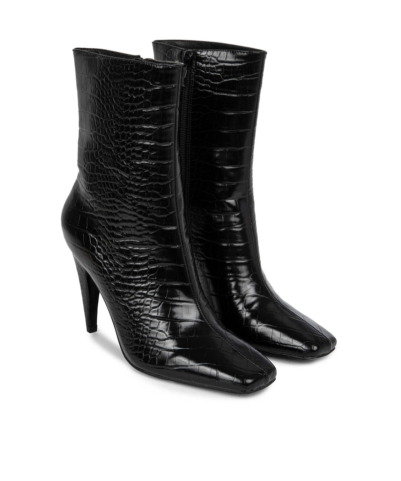 Ipekyol Leather Look Heeled Boots Black