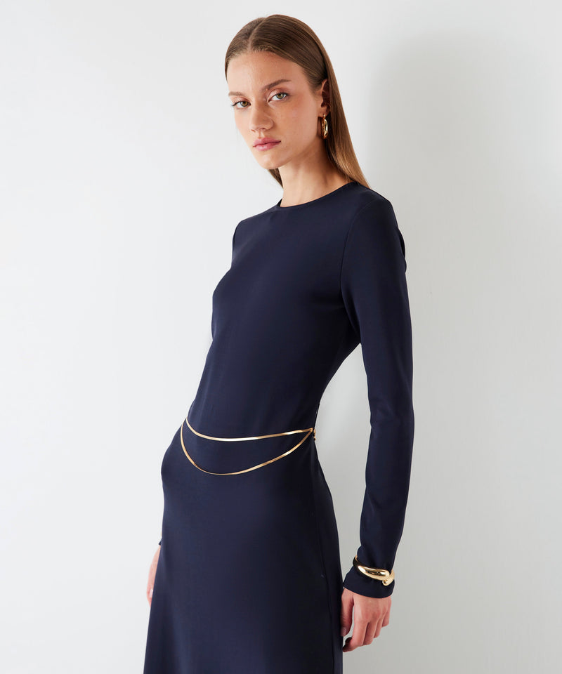 Ipekyol Dress With Chain Accessories Navy Blue