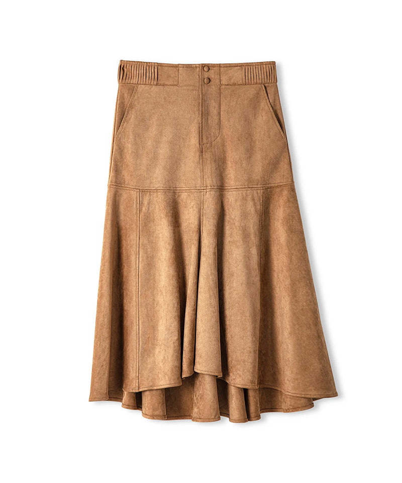 Ipekyol Suede Midi Solid Skirt Natural