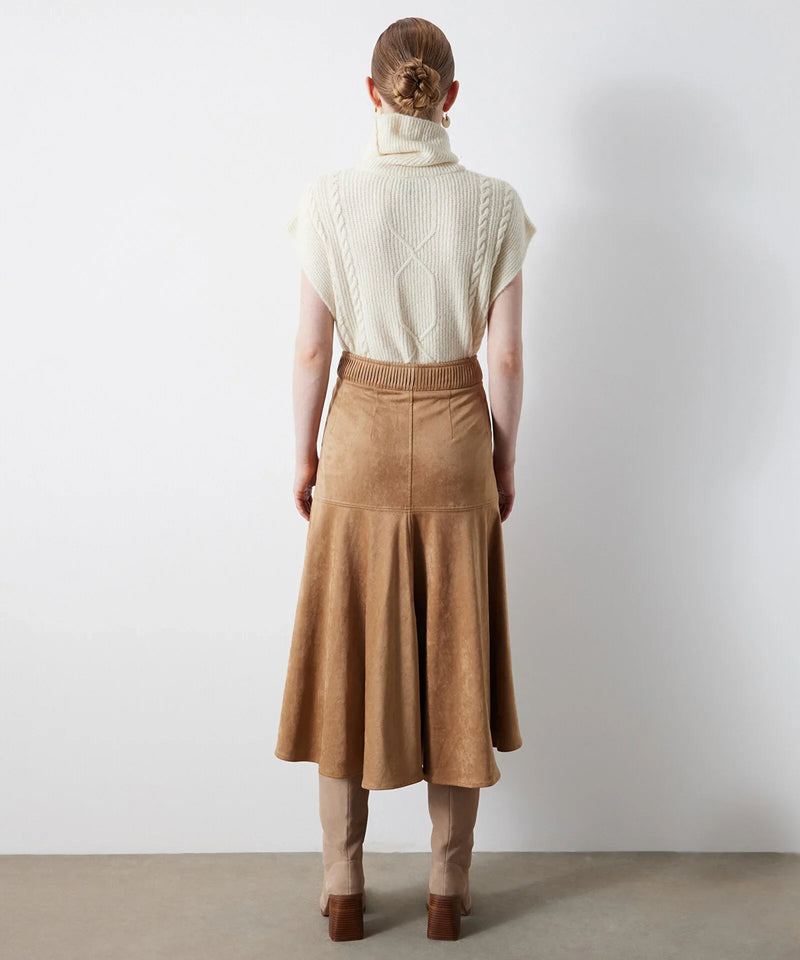 Ipekyol Suede Midi Solid Skirt Natural