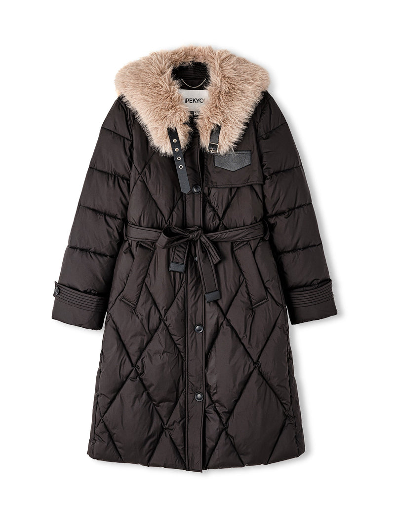 Ipekyol Puffer Jacket With Faux Fur Trim Black