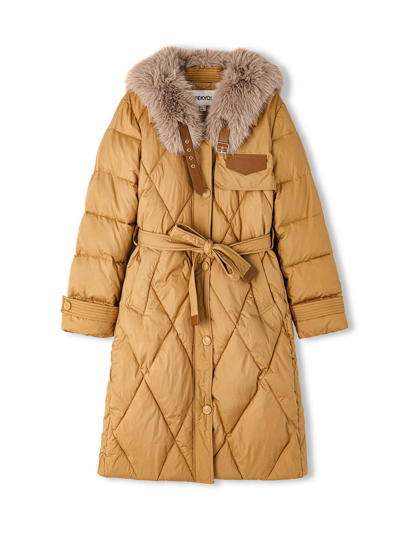 Ipekyol Puffer Jacket With Faux Fur Trim Natural