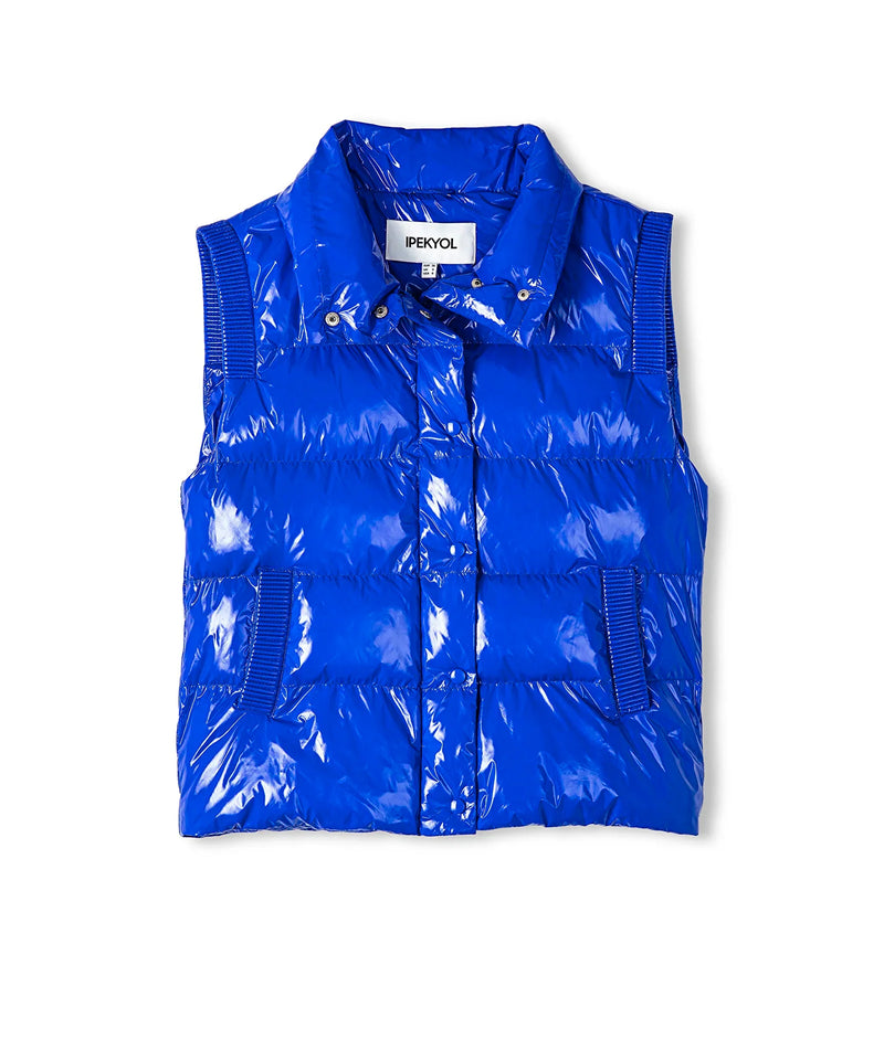 Ipekyol Inflatable Stand Up Collar Vest Sax