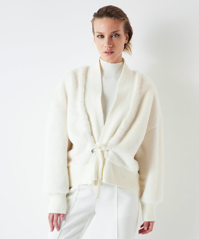 Ipekyol Knitwear Mix Plush Coat White