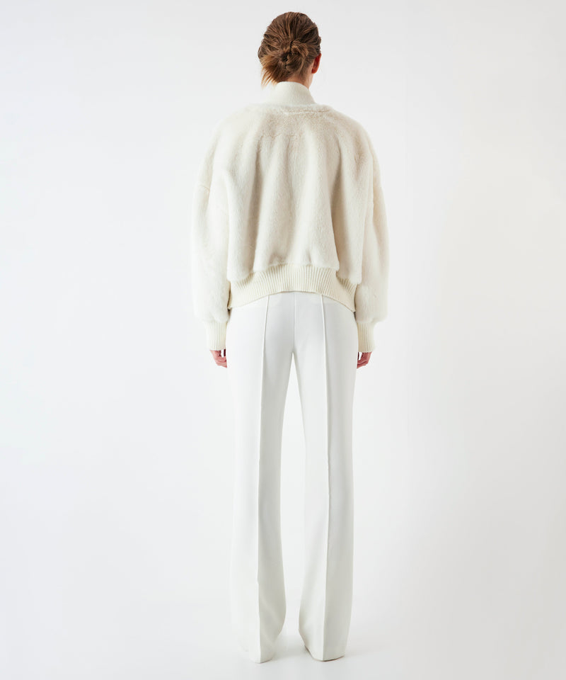 Ipekyol Knitwear Mix Plush Coat White