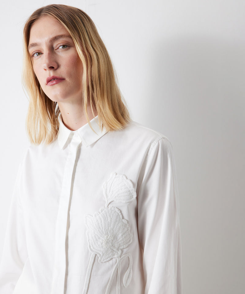 Ipekyol Floral Applique Solid Shirt White