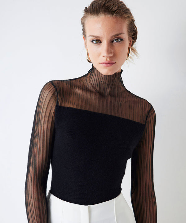 Ipekyol Tulle Garnished Knitwear Black