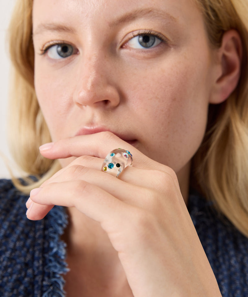 Ipekyol Shiny Stone Ring White