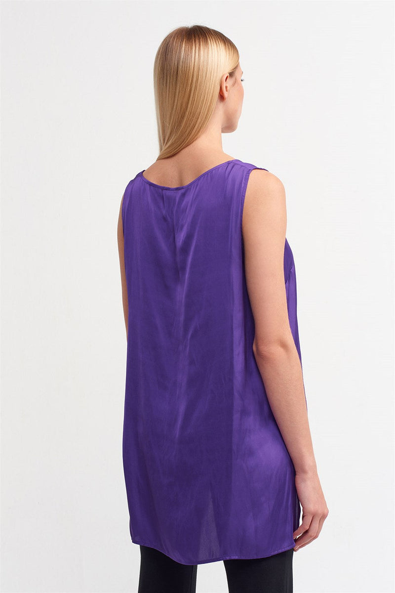 Nu  Sleeveless Satin Blouse Royal Purple