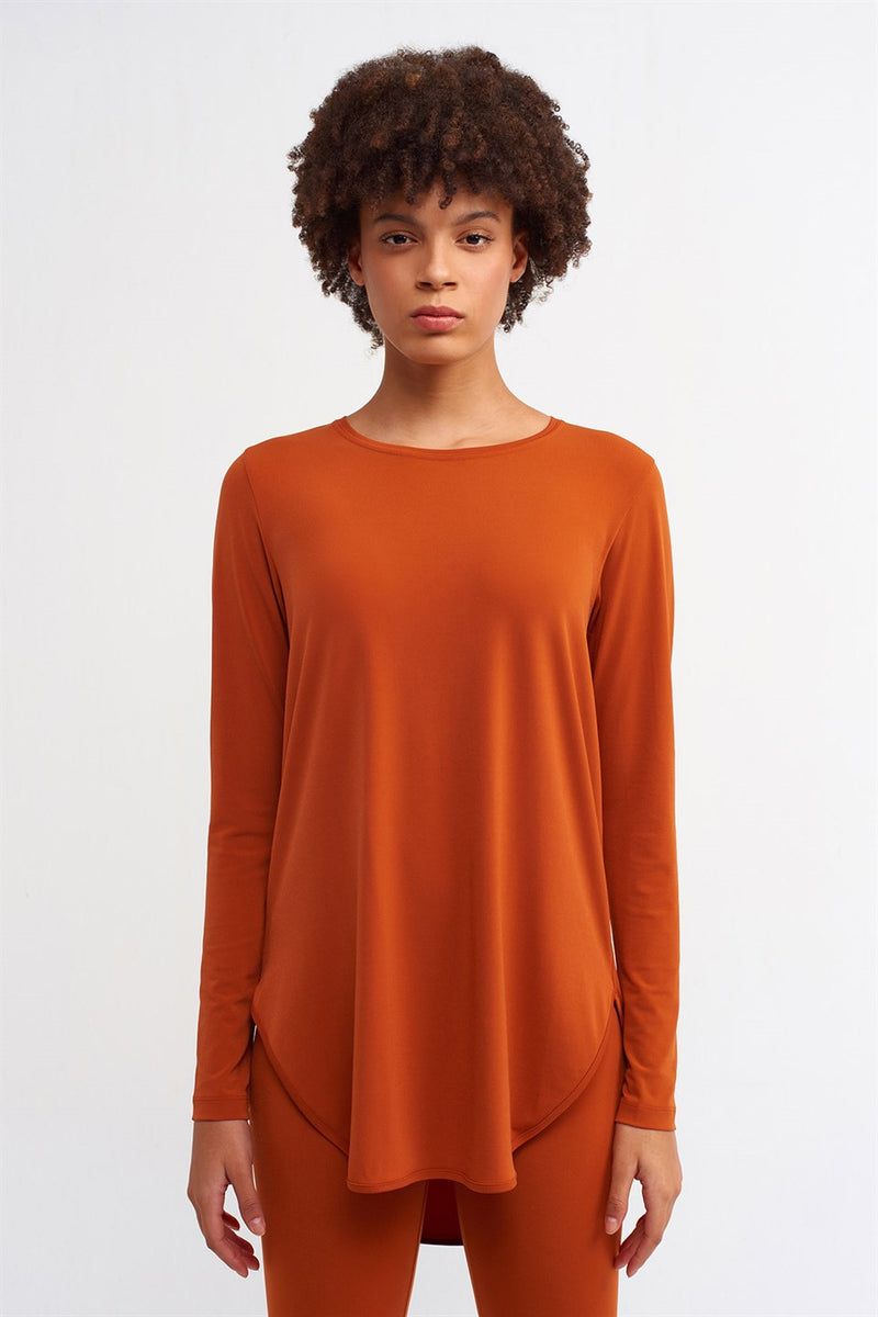 Nu Dip Hem T-Shirt Terra Cotta