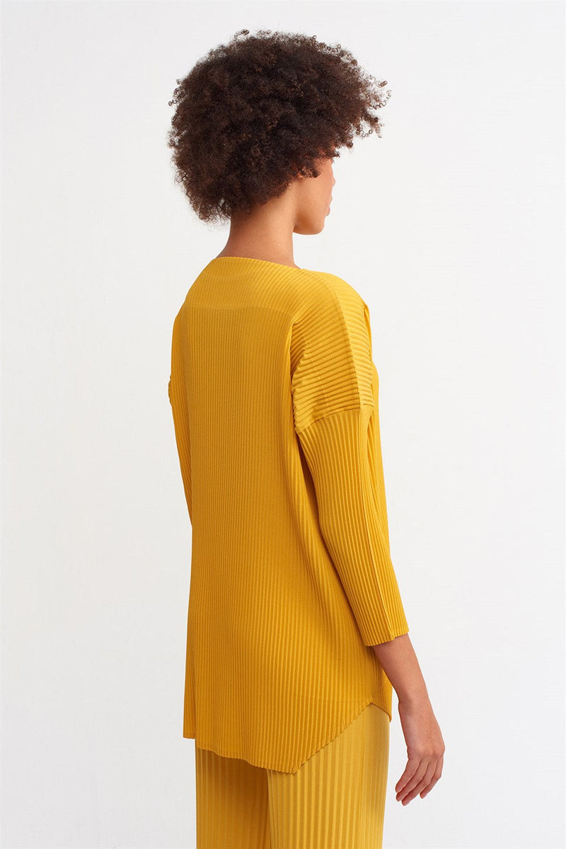 Nu 3/4 Sleeve Ribbed Blouse Papia