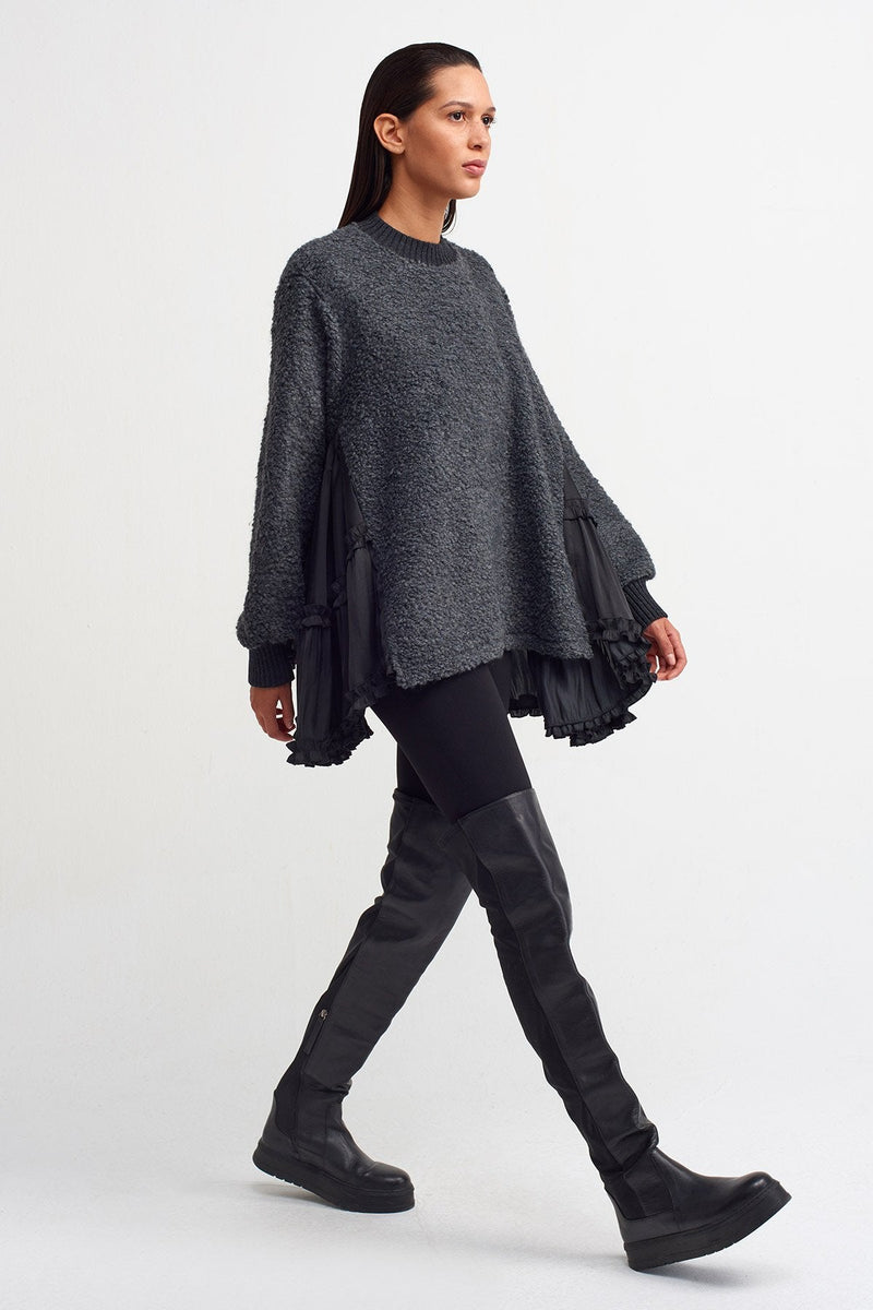 Nu Asymmetrical Hem Sweater Dark Grey