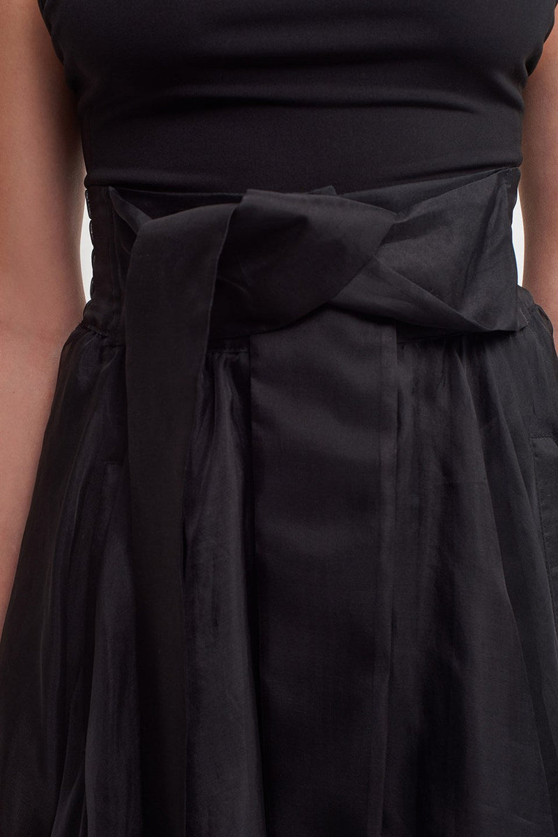 Nu  Tie Detail Organza Skirt Black