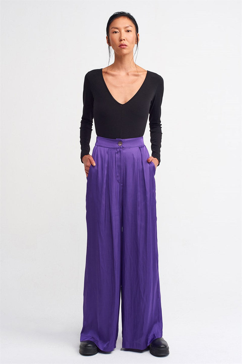 Nu  High Waist Palazzo Trouser Royal Purple