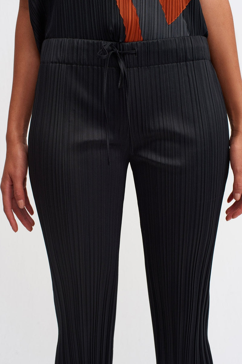 Nu Normal Waist Pleated Trouser Black