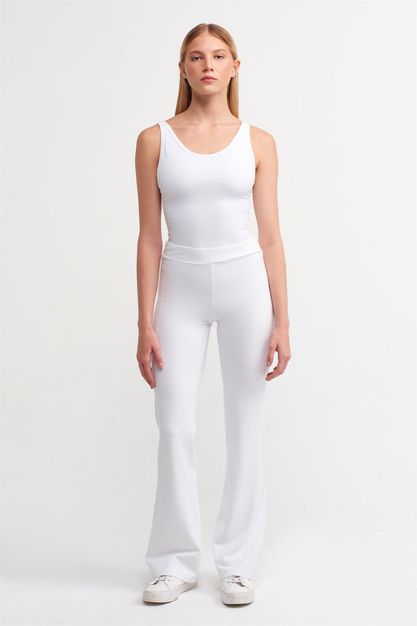 Nu Knit Slit Detail Trouser White