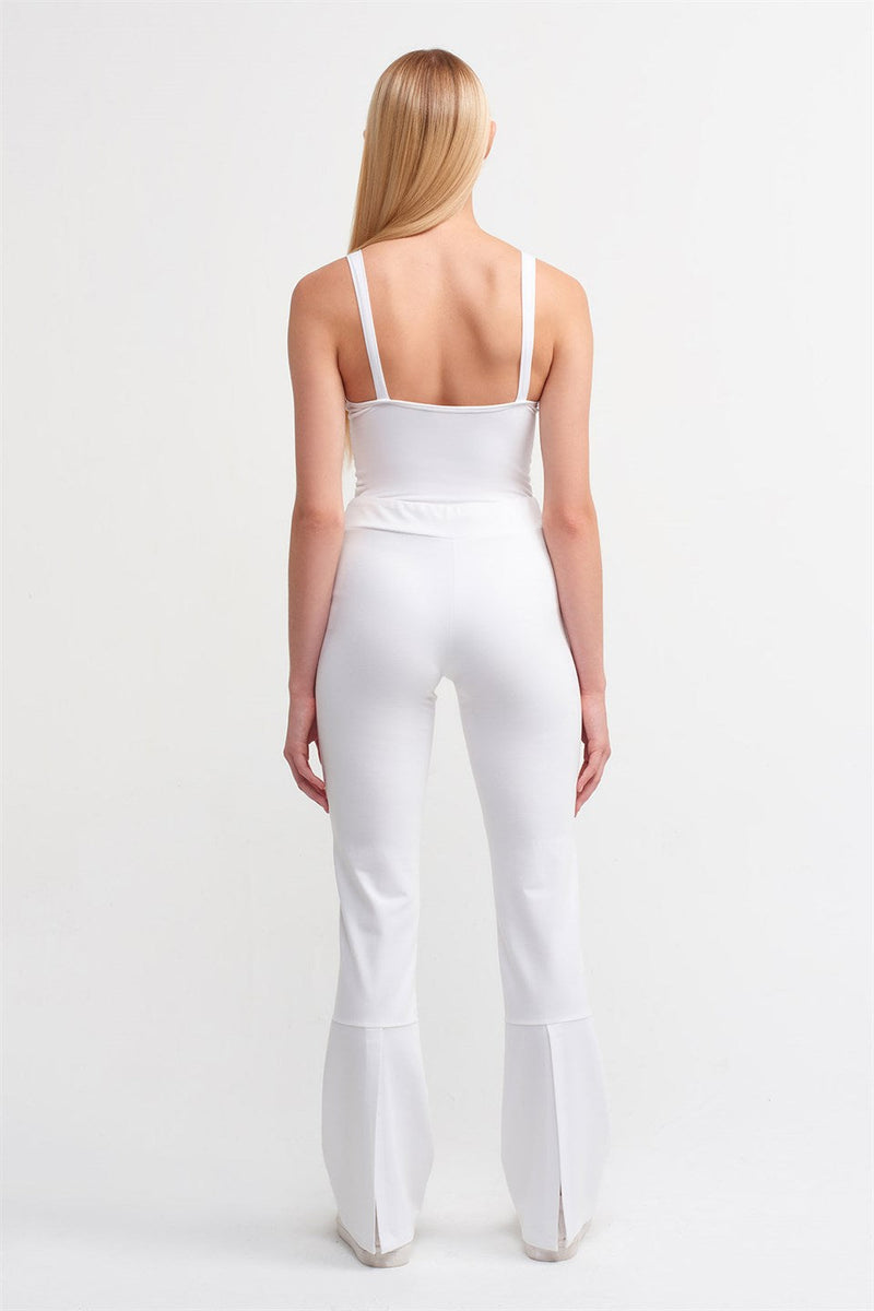 Nu Knit Slit Detail Trouser White