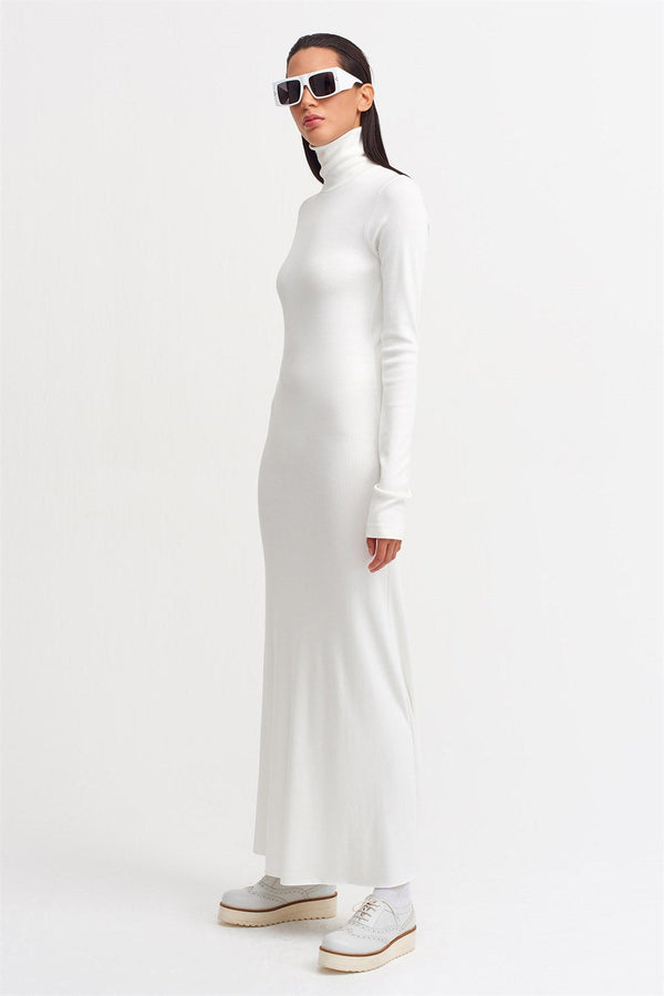 Nu Knit High Neck Maxi Dress Milk