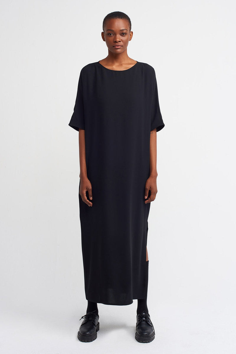 Nu  Side Slit Jersey Dress Black