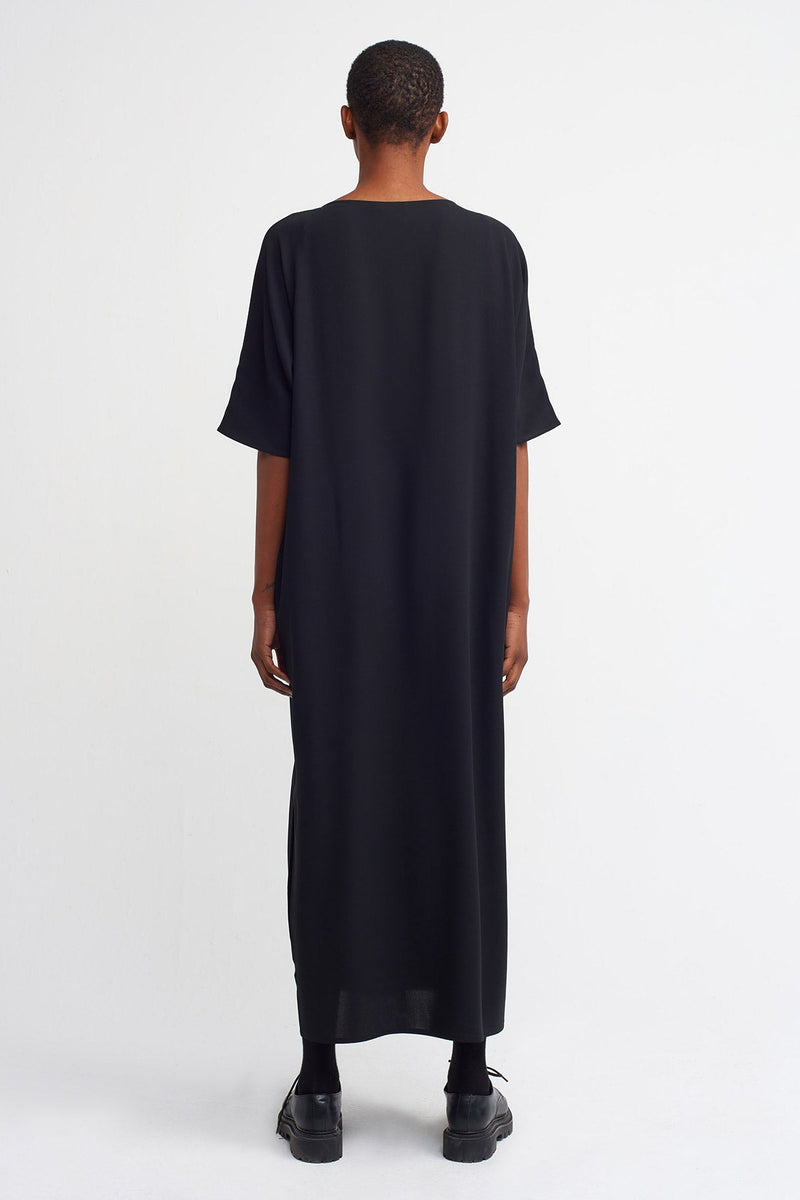 Nu  Side Slit Jersey Dress Black