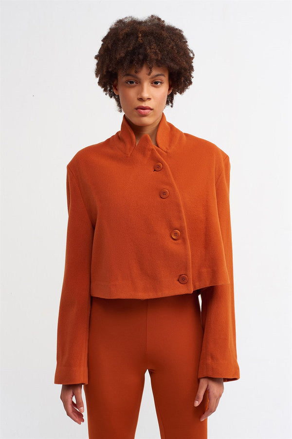 Nu Wool Crop Jacket Terra Cotta