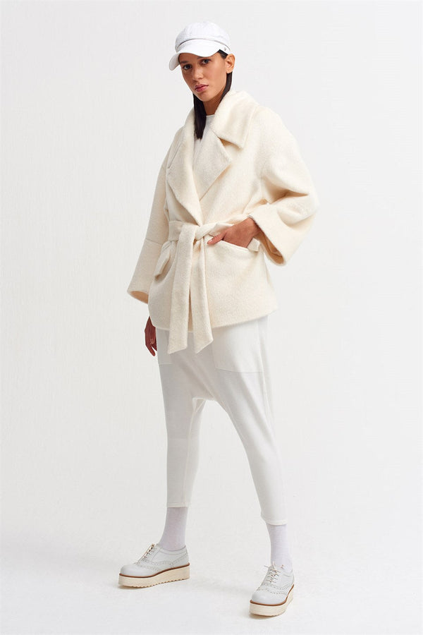 Nu Long Sleeve Belted Jacket Milk