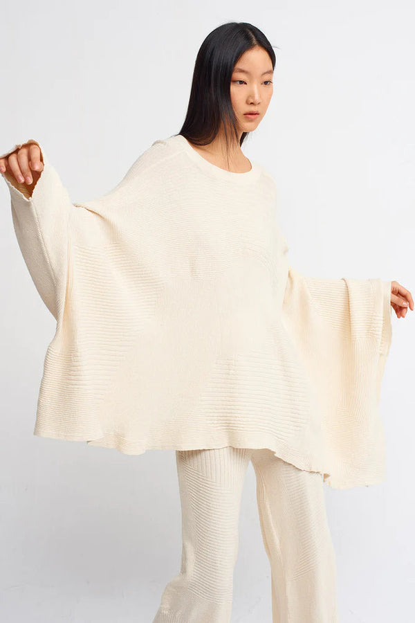 Nu Allover Ribbed Loose Knitwear Natural