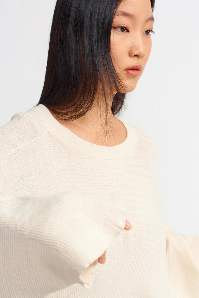 Nu Allover Ribbed Loose Knitwear Natural