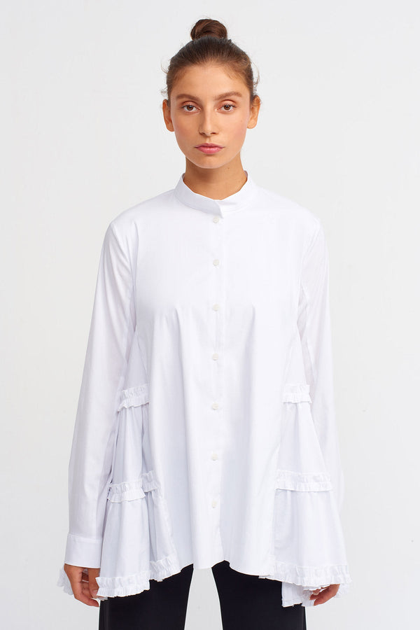 Nu Side Tiered Flared Shirt Off White