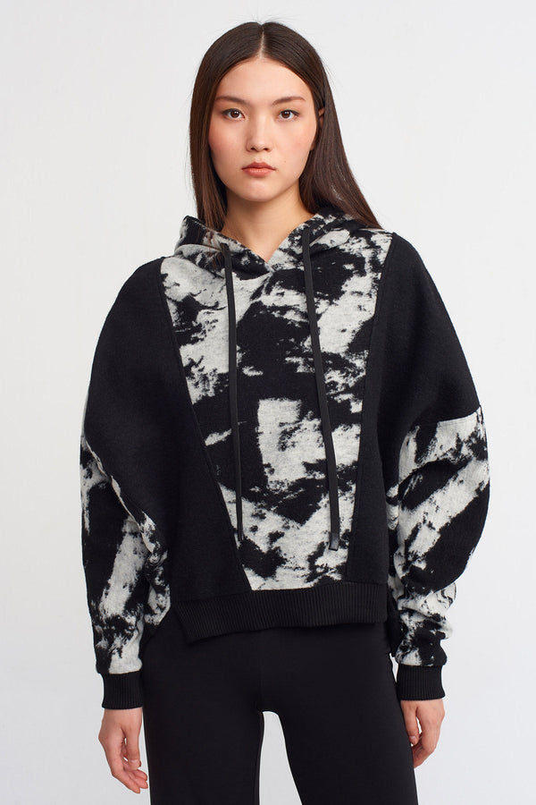 Nu Printed Sweatshirt With Hood Off White/Black