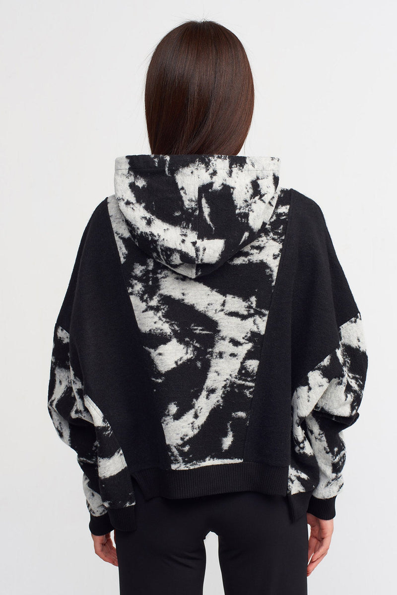 Nu Printed Sweatshirt With Hood Off White/Black