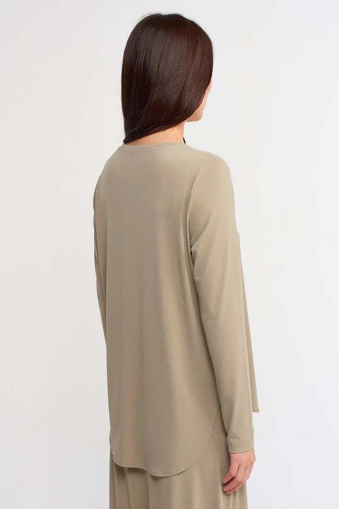 Nu Solid Long Sleeve Top Bronze