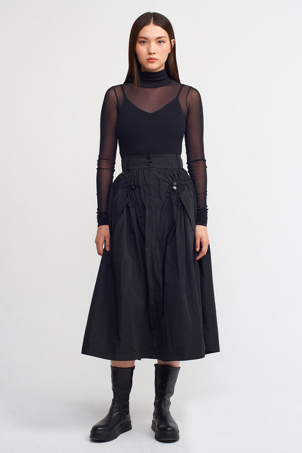 Nu Solid Skirt With Adjustable String Black