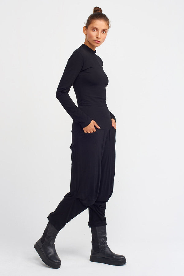 Nu Drape Harem Pants With Pockets Black