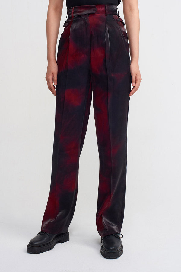 Nu Printed Trousers With Buckle Straps Accessory Red