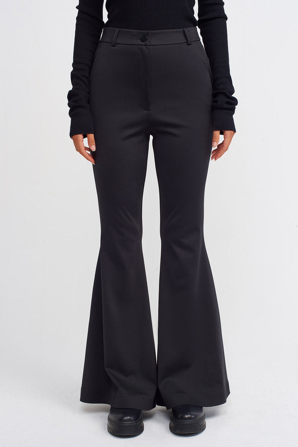 Nu Flared Pants With Button Closure Black