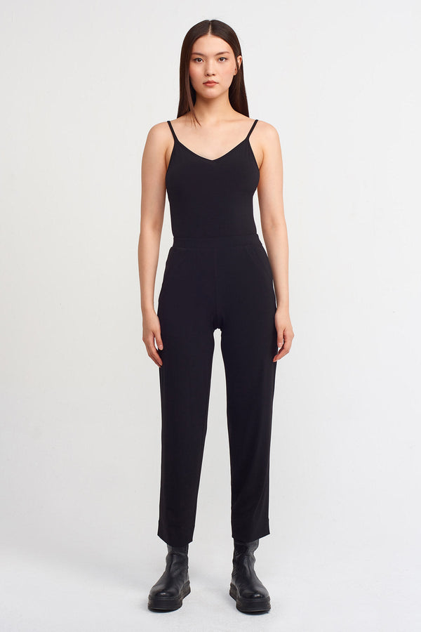 Nu Solid Mid Waist Trousers Black