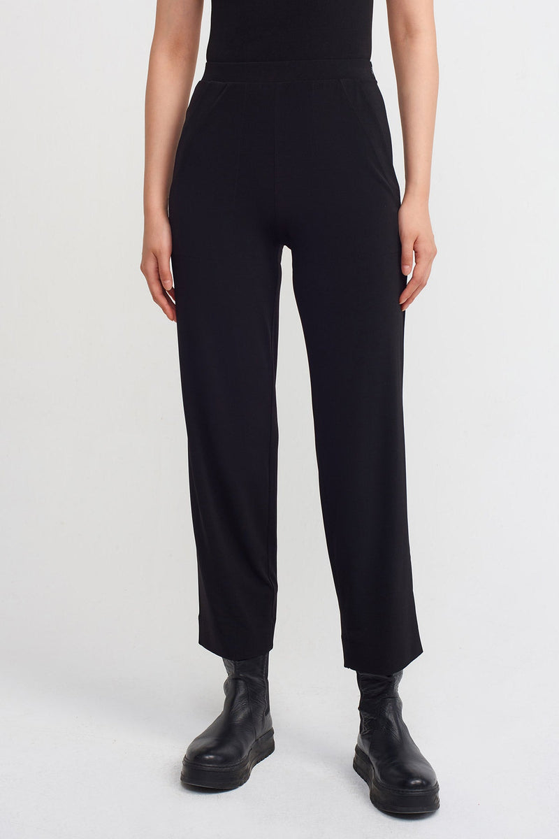 Nu Solid Mid Waist Trousers Black