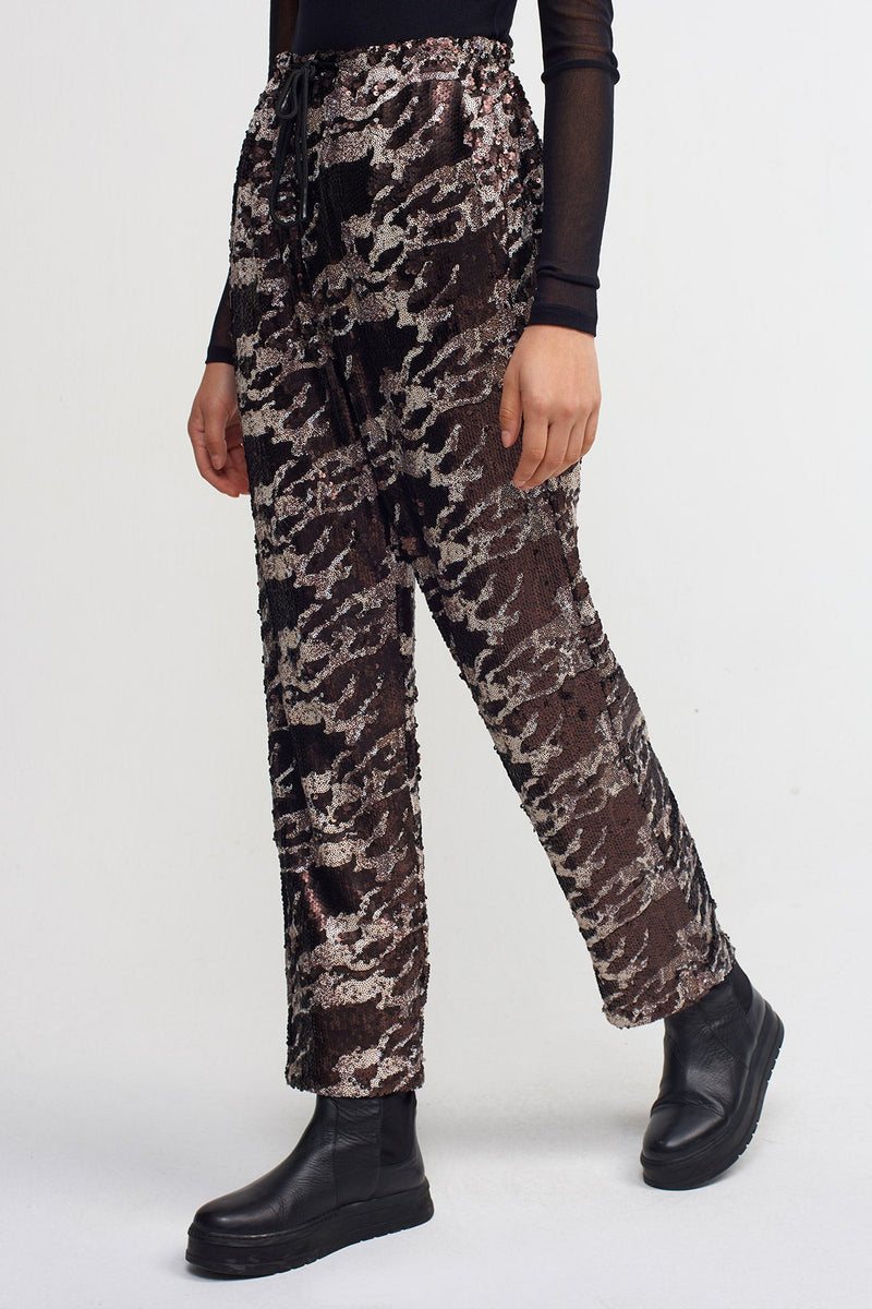 Nu Allover Sequins Trousers Brown