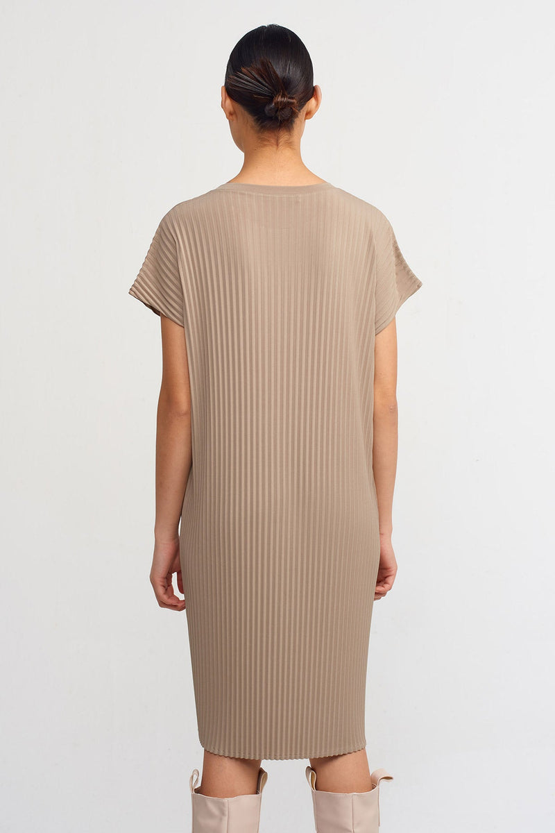 Nu Sleeveless Pleated Dress Bronze