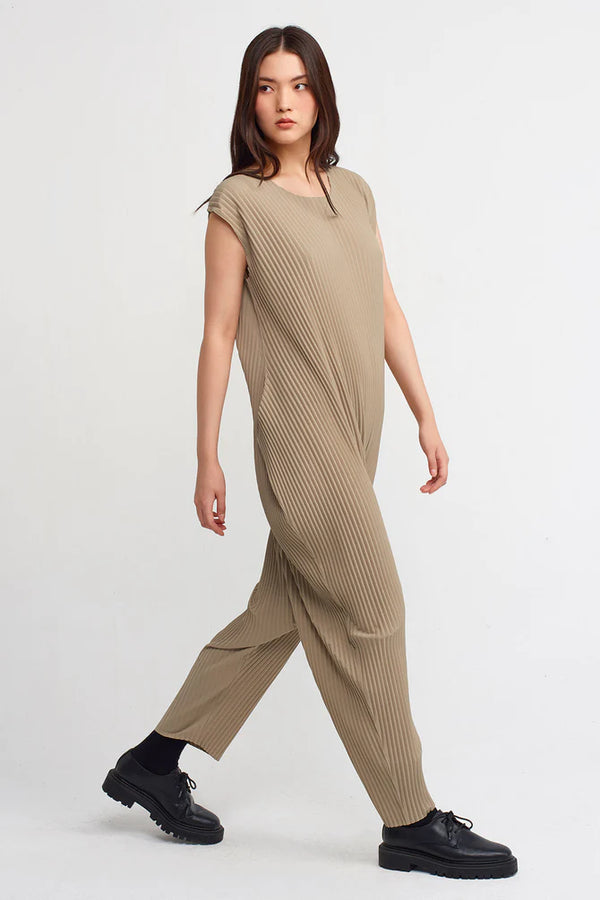 Nu Sleeveless Pleated Jumpsuit Bronze