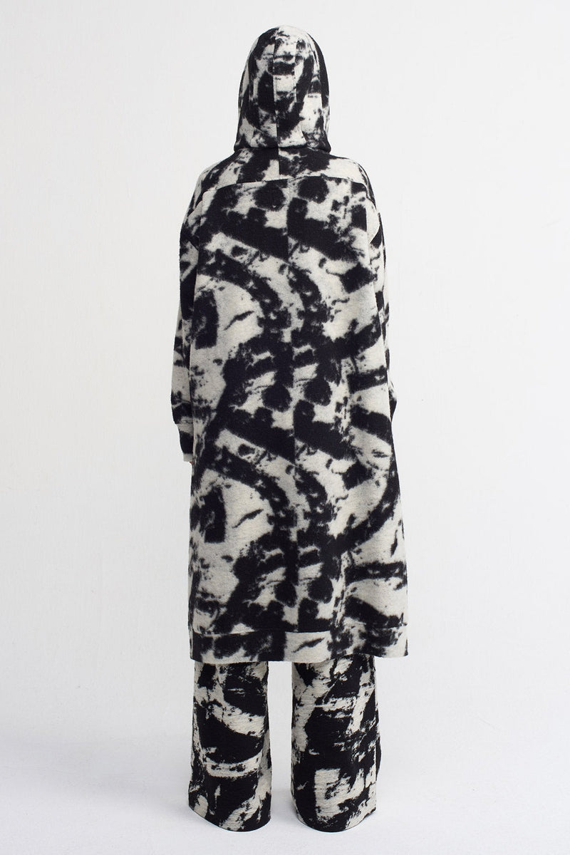 Nu High Low Woolen Midi Jacket Black/Off White