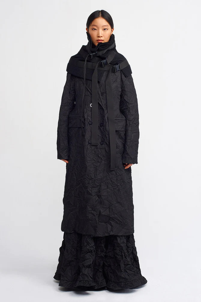 Nu Crease Midi Trench Coat Black