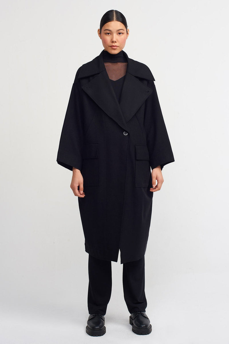 Nu Wool Midi Coat Black